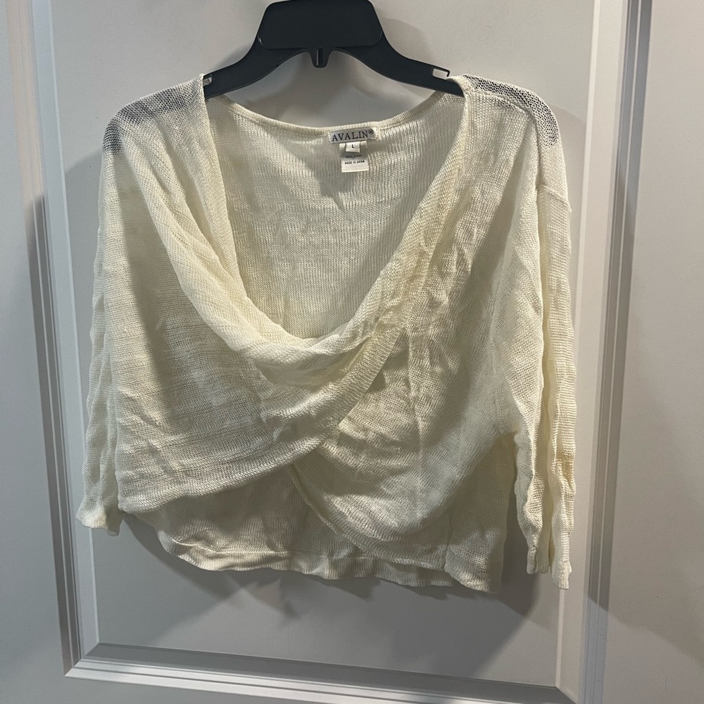 Avalin Cream Lightweight Draped Crop Top 💯 Linen Have Two Spots
